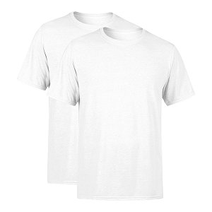 Kit 2 Camisetas Premium Branca Masculina Lisa 100% Algodão