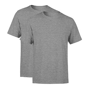 Kit 2 Camisetas Premium Cinza Masculina Lisa 100% Algodão