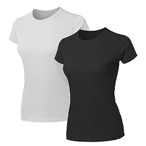 Kit 2 Blusas Feminina Camiseta Lisa Básica Algodão Camisa Baby Look