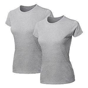 Kit 2 Blusas Feminina Camiseta Lisa Básica Algodão Camisa Baby Look