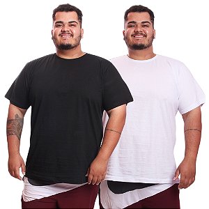 Kit 2 Camisetas Masculina Plus Size Camisa Blusa Lisa Algodão Premium