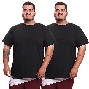 Kit 2 Camisetas Masculina Plus Size Camisa Blusa Lisa Algodão Premium