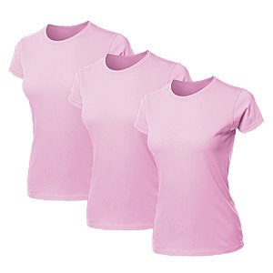 Kit 3 Blusas Feminina Camiseta Lisa Básica Algodão Camisa Baby Look