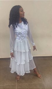 VESTIDO RELUZ COR BRANCO E PRATA