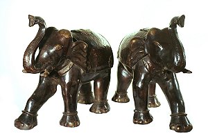 Elefantes de Bronze Maciço - Conjunto de Dois - Prosperidade