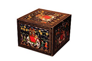 BAÚ PRETO PINTADO COM FIGURAS INDIANAS - Modelo 1