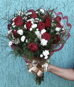 Buquê com 12 Rosas Vermelhas