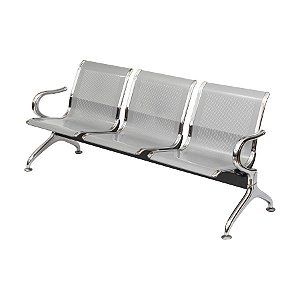 Cadeira Longarina Aeroporto 3 Lugares Cromada - 33108 - Casa das Cadeiras Anápolis