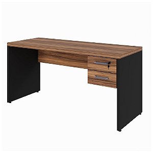 Mesa de Escritório 1,50x0,60 Com Gavetas - Nogal Sevilha/Preto - 21473 - Casa das Cadeiras Anápolis