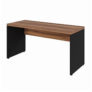Mesa de Escritório 1,50x0,60 Sem Gavetas - Nogal Sevilha/Preto - 21472 - Casa das Cadeiras Anápolis