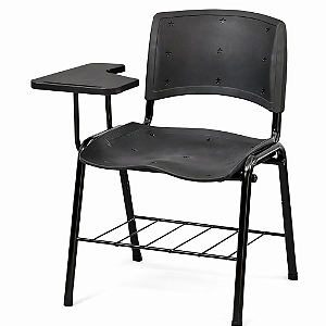 Carteira Universitária Escolar Preta com Prancheta Plástica Preta - 65633 - Casa das Cadeiras Anápolis