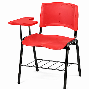 Carteira Universitária Escolar Vermelha com Prancheta Plástica Vermelha - 65634 - Casa das Cadeiras Anápolis