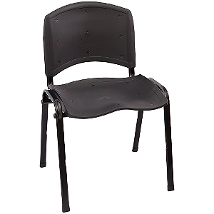 Cadeira Plástica de Plástico Fixa Anatômica Empilhável PRETA - 12071 - Casa das Cadeiras Anápolis