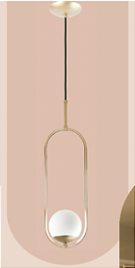 PENDENTE PENDULO DOURADO ONO VIDRO LEITOSO 1xG9 IP20
