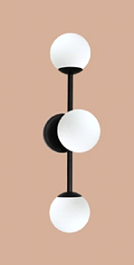 ARANDELA VEGA PRETO VIDRO LEITOSO 3XG9
