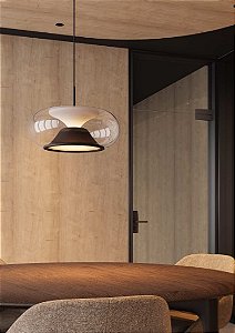 PENDENTE BESO 16,5W 1000LM 2700K D43X17CM OLIVA BIVOLT 1XLED STUDIOLUCE