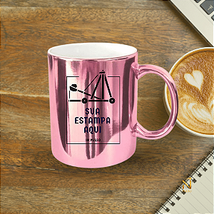 Caneca Cerâmica Cromada 325ml
