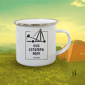 Caneca Esmaltada 360ml com Borda Metálica