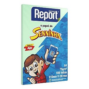 PAPEL SULFITE A4 75GR C/100 FOLHAS VERDE SENINHA REPORT