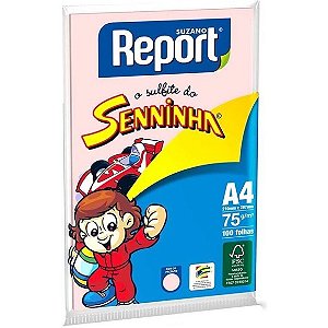 PAPEL SULFITE A4 75GR C/100 FOLHAS ROSA SENINHA REPORT