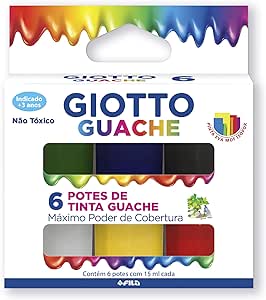 GIOTTO Tempera Guache, Tinta Guache em Pote de 15ml, 6 Cores