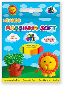 UTI GUTI Massinha Soft, Massa para Modelar Colorida em Estojo, Tradicional, 6 Cores