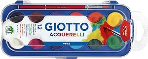 GIOTTO Acquarelli, Aquarela em Estojo de Pastilhas de 30mm, 12 Cores