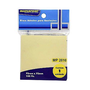 Bloco de Notas Adesivo 75x75mm com 1 Bloco de 100 Folhas Amarelo - Masterprint - MP2010