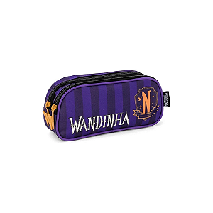 Estojo Infantil Escolar Duplo Wandinha Roxo Luxcel