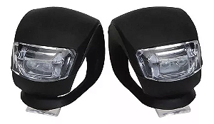 Kit Farol Em Silicone Dianteiro E Traseiro Para Bike Atrio Cor Preto