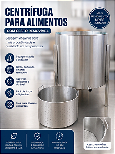Centrífuga secadora de alimentos cesto removivel