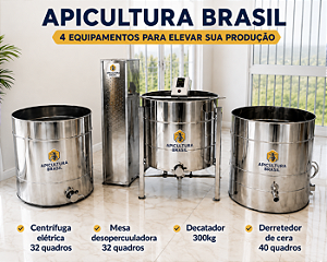 Kit centrífuga elétrica 32 + mesa 32 + decantador 300kg + derretedor 40 quadros
