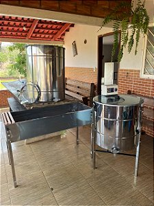 Kit centrifuga elétrica 32 quadros + mesa 32 e decantador 300kg inox 430