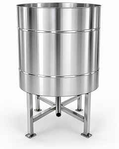 Tanque 100 litros inox cônico saída central com rodas