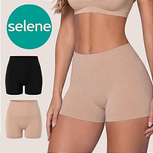 Calcinha Boxer Selene Model Up Redutora Sem Costura Cintura Alta Cós Duplo Modeladora Confortável