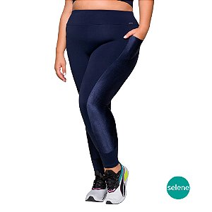 Calça Legging Recorte E Bolsos Selene Feminina Plus Size