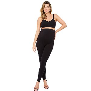 Calça Legging Gestante Plié Maternidade Cintura Alta