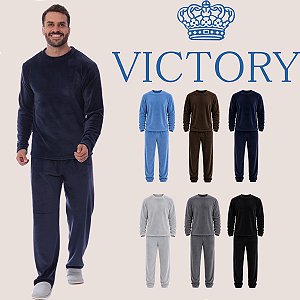 Pijama Masculino Inverno Longo Soft Fleece Quente Adulto