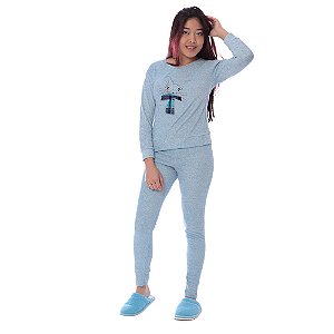 Pijama De Plush Feminino Juvenil De Inverno Bolso Kanguru