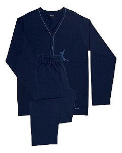 Pijama Mash Estilo Americano Com Botoes Masculino Manga Longa e Calca Adulto Original