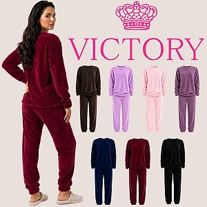 Pijama Soft Feminino Inverno Longo Adulto Fleece Básico