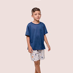 Pijama Infantil Diones Menino Com Camiseta Lisa E Shorts