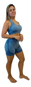 Conjunto Feminino Shorts E Top Sem Costura Para Conforto
