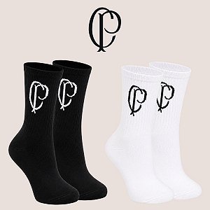 Meia Cano Médio Corinthians CP Preto e Branco Masculino