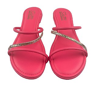 Sandália Rasteirinha Flat Ibiza Brilho E Strass Com Correias Confortáveis Menina