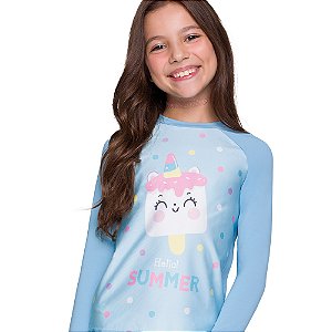 Camiseta Selene Infantil Uv Estampada Verão Calor Praia