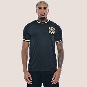 Camiseta Corinthians Masculina Gola V Bordada