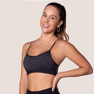 Top Quadriculado Sem Costura com Bojo Removível Selene