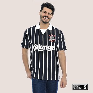 Camiseta Polo Timão 1990 Masculina Kalunga Licenciada Oficial Corinthians