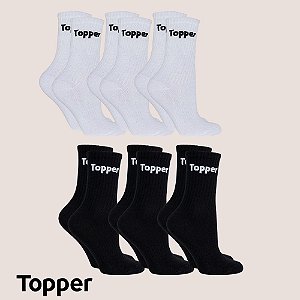 Kit 6 Pares Meia Topper Cano Médio Qualidade